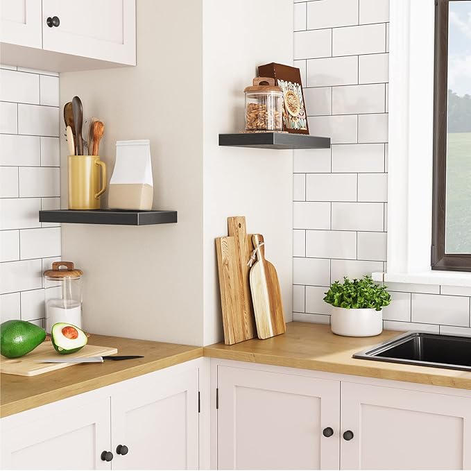 HOOBRO Floating Shelves for Wall, Wall Mounted Shelf Set of 2, 15.7
