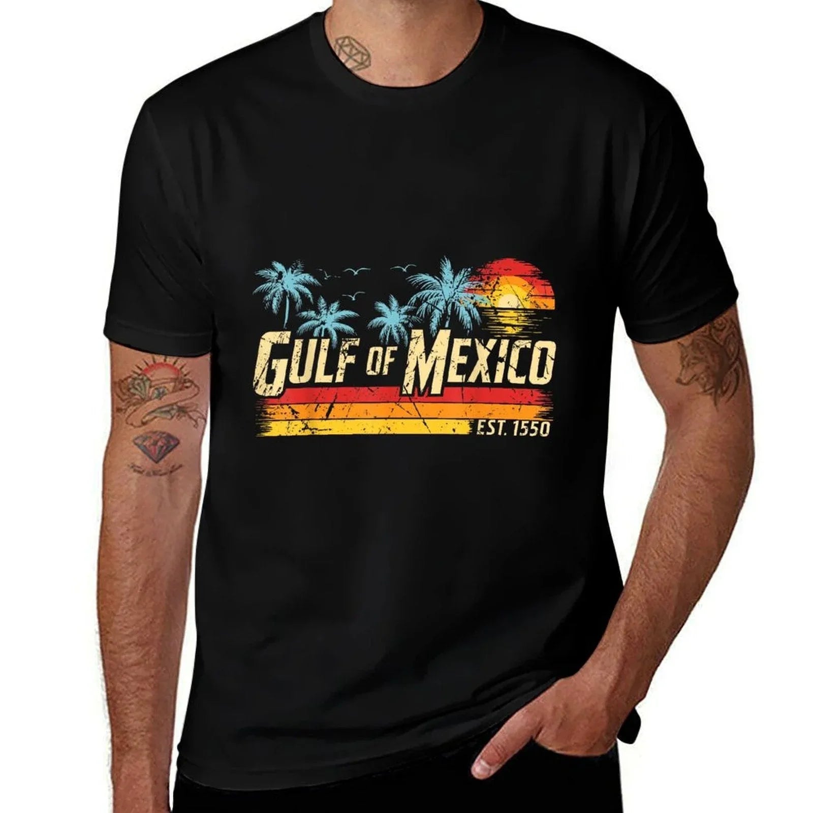 Gulf of Mexico Forever Retro Vintage Beach Mens Women  Summer-ready Fabric T-Shirt
