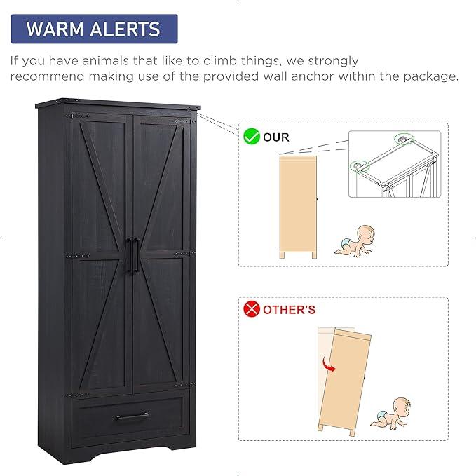 Farmhouse Kitchen Pantry Cabinet - 72