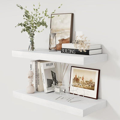 Fun Memories White Floating Shelves 30x 12 Inch, Deep Floating Shelf Wall Mounted, 12
