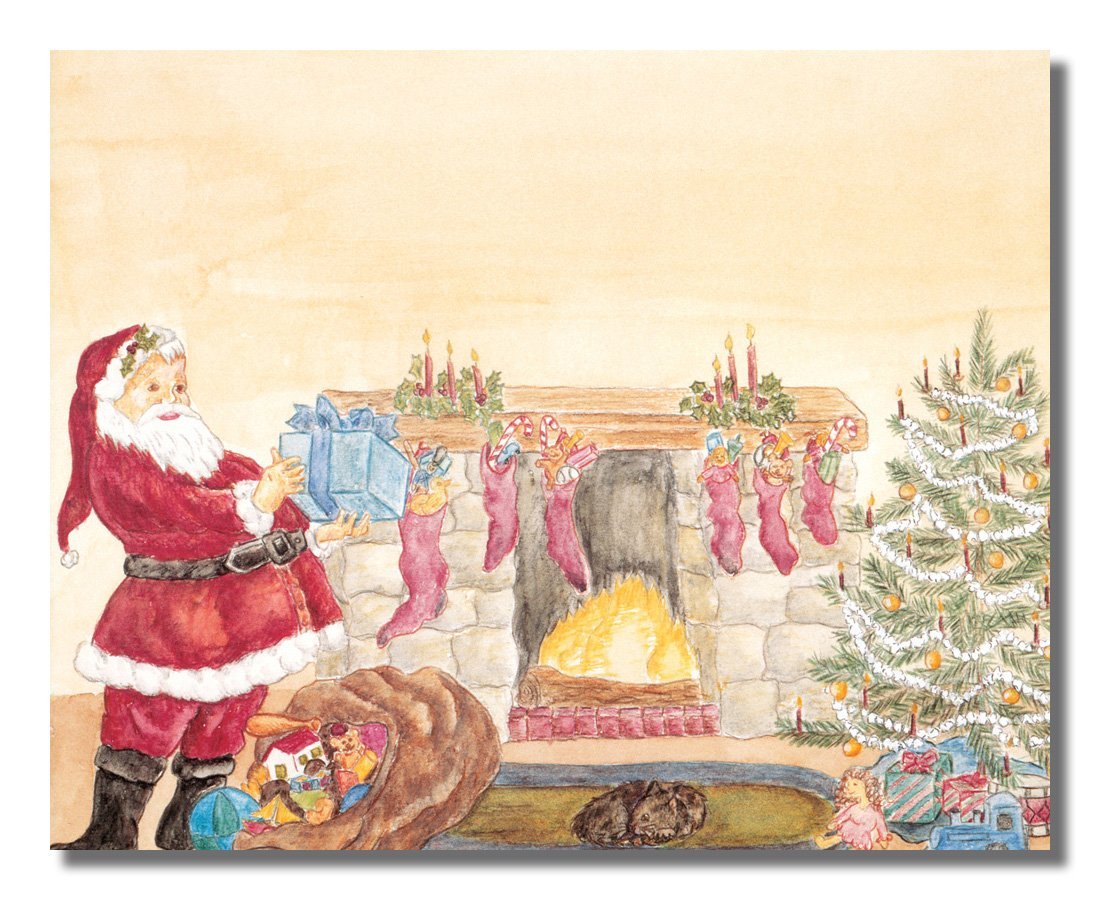Santa Claus Christmas Art – 8x10 Holiday Toys & Stockings Wall Print