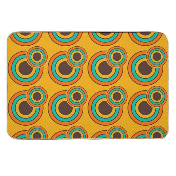 1970's Retro Circles  Vintage 70s Seventies Pattern Bath Mat