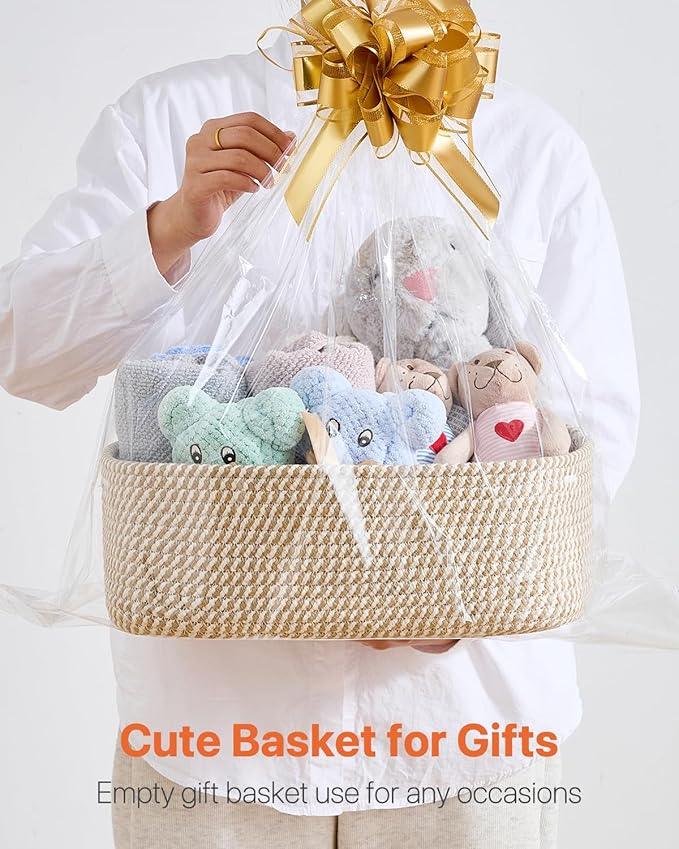Small Woven Basket, 13.5 x 9.5 x 5 Inches, Storage Basket for Organizing, Cute Small Rope Shelf Closet Cube Storage Bins Baskets for Shelves, Dog Toy Gift Baskets Empty, 3 Pack Brown