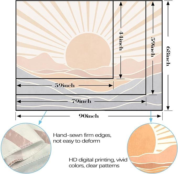 Lunerfex Boho Sun Tapestry Sunset Wall Tapestry, Mountain Tapestries for Bedroom 80s Tapestries Wall Hanging for Bedroom Living Room Decor Boho-3 60