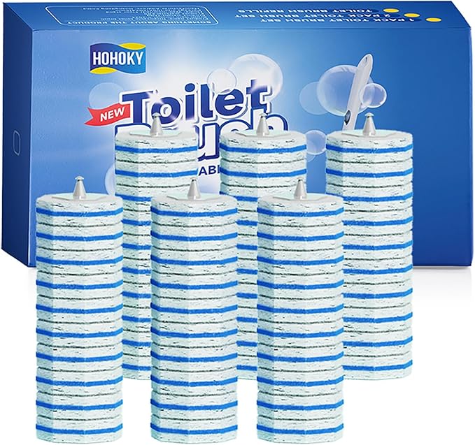 60pc Refills Disposable Toilet mats Brush Cleaning System, Toilet Cleaning Brush, 60 Replacement Brush Heads, No Handle or Base，Toliet Wand Refills,Toilet Bowl Clean Refill Pads,Toilet Scrubber Refill