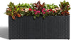 LEWIS&WAYNE Large Rectangular Block Planter Box Handmade Wicker Tall Planters for Outdoor Plants with Removable Liners Modern Planter for Indoor Outdoor Patio Deck - Black, 36''x12''x16''