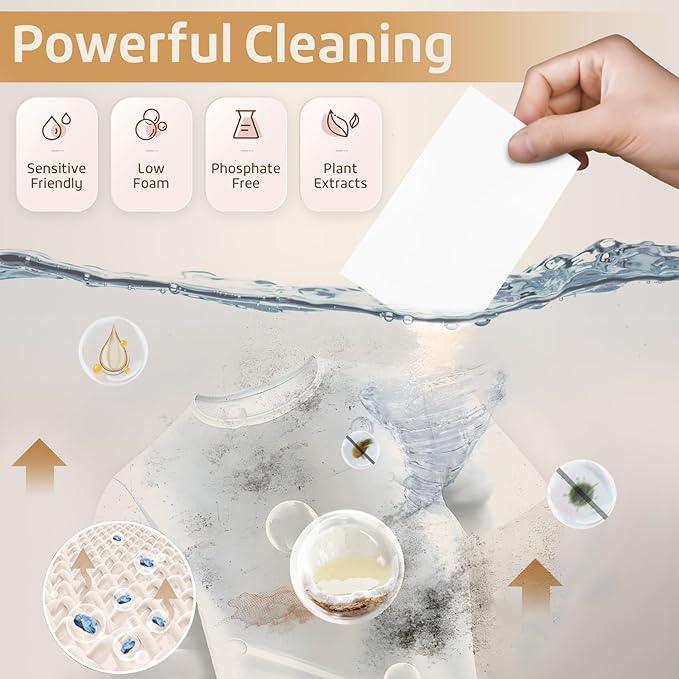 Poesie Laundry Detergent Sheets Magnolia Scent 3 Pack 480 Strips Liquid Less Effective Cleaning Zero Waste for All Washing Machine Traveling Dorm Life Save Space