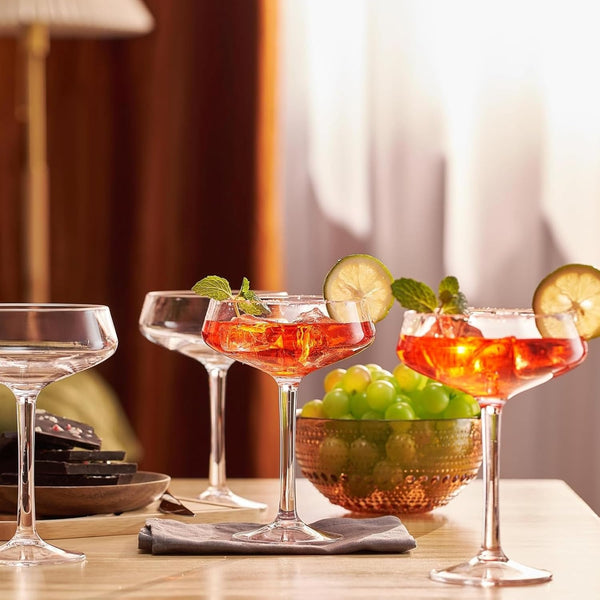 Acrylic Coupe Glasses – Set of 4 Stemmed 8 oz Clear Cocktail Glasses