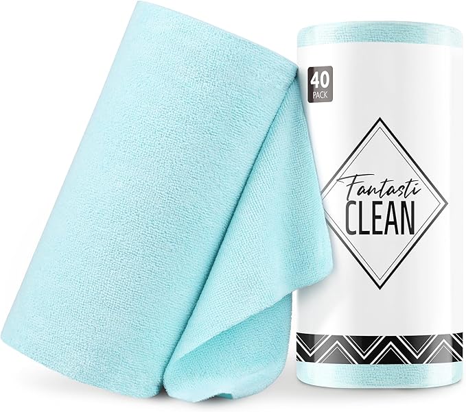 Fantasticlean Microfiber Cleaning Cloth Roll -40 Pack, Tear Away Microfiber Towels, 12