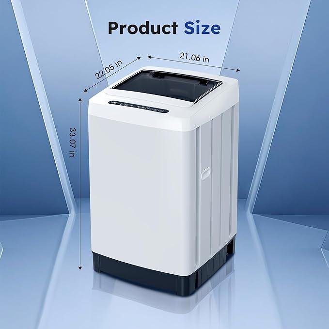 Compact Top-Load Washing Machine, Full-Automatic 1.5 Cu.ft Washer with 10 Water Levels & 8 Wash Programs for Apartment, Home, Dorm and RVs