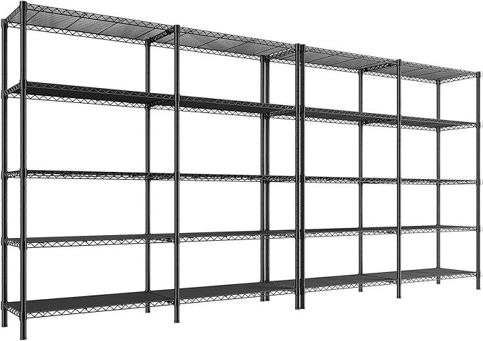 REIBII 5 Tier Wire Shelving Storage Shelves Loads 1430LBS, 58