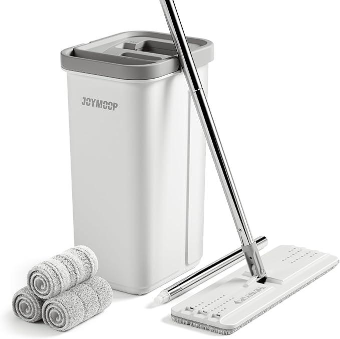 JOYMOOP Mop and Bucket with Wringer Set, Hands Free Flat Floor Mop and Bucket, 60