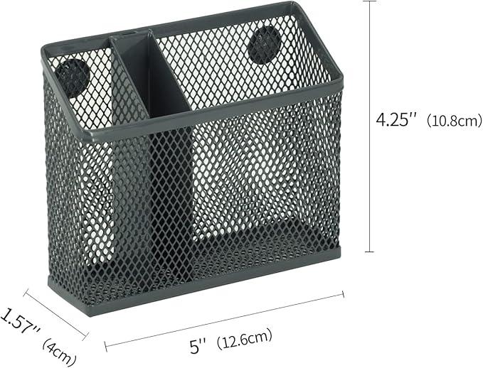 Neudeco Locker Accessories and Decor Kit, Including Mesh Shelf, Organizer, Magnetic Basket and Pen Holder, Suitable for School, Work, Kitchen, Bathroom, (Pack of 4, Grey)