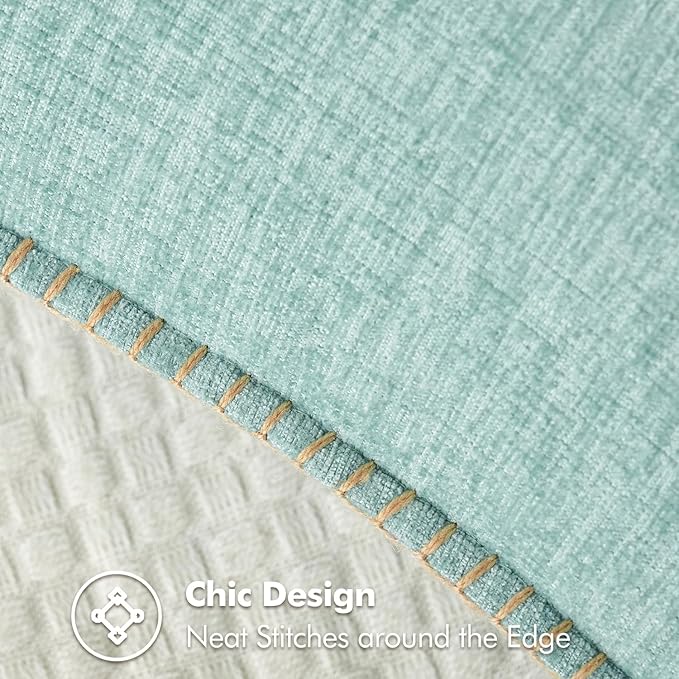 MIULEE Pack of 2 Couch Throw Pillow Covers 16x16 Inch Aqua Green Farmhouse Decorative Pillow Covers with Stitched Edge Soft Chenille Solid Dyed Spring Pillow Covers for Sofa Bed Living Room