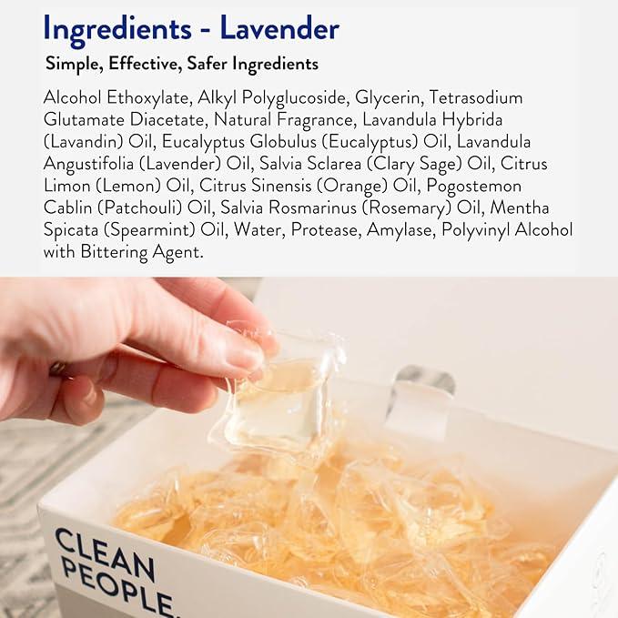 The Clean People Laundry Detergent Pods - Hypoallergenic Laundry Pods - Ultra Concentrated, Recyclable Packaging, Stain Fighting - Lavender, 96 Pack