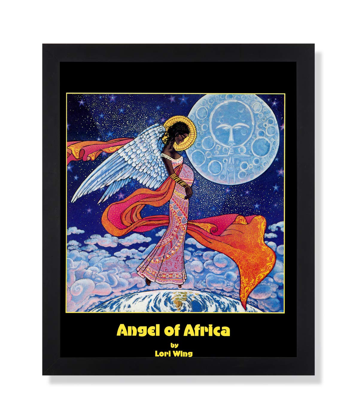 Black Framed Art Print – African American Black Angel Print in Solid Wood Frame