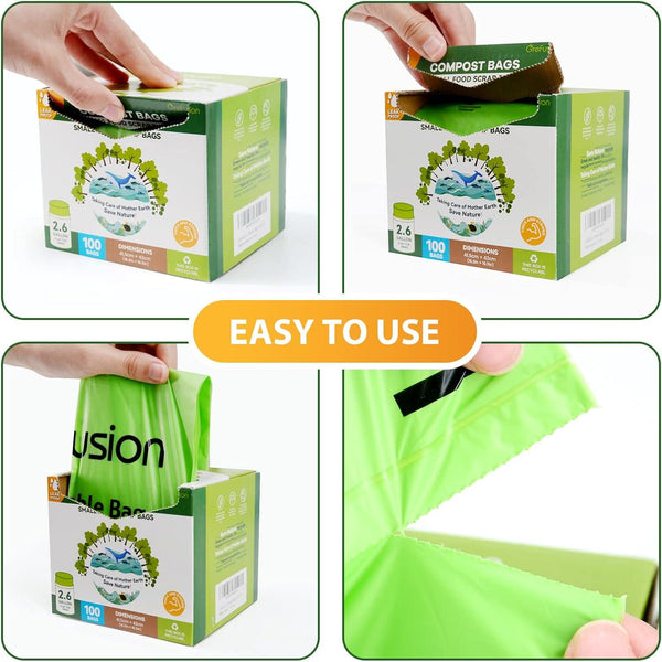 Compostable Bags,Trash bags 13+ gallon tall kitchen, Compostable Trash Lawn & Leaf Yard Waste Bags,Kitchen Compost Trash Bin Compatible,Extra Thick1.01 Mills,Certified by BPI and OK Compost