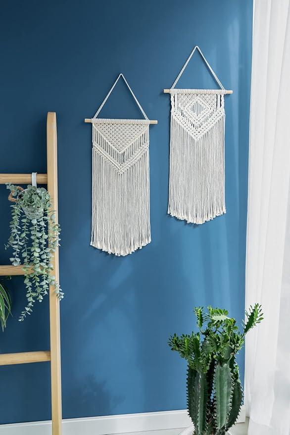 Dahey 2 Pcs Macrame Wall Hanging Woven Tapestry Wall Art Decor - Beautiful for Boho Home Decor, Apartment, Nursery, Party Decorations, 26