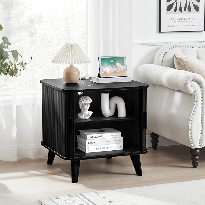 Farmhouse Square End Table with Charging Station, 24