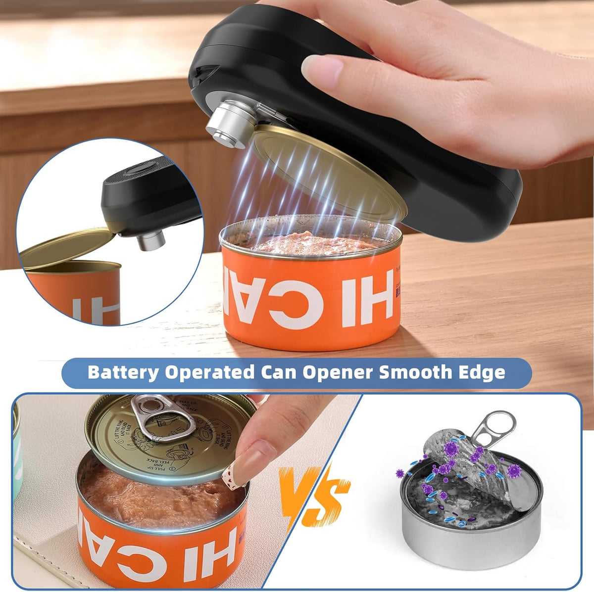 Rechargeable Electric Can Opener for Seniors & Arthritis | One-Touch Hands-Free Smooth Edge Can Opener, USB-C, Compact Kitchen Gadget