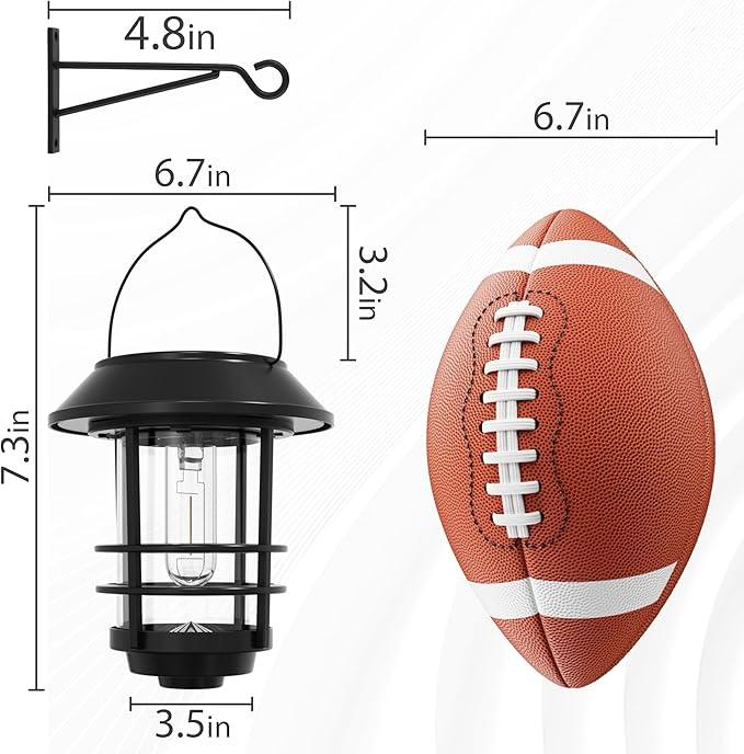 Otdair Solar Lantern Outdoor - 2 Glass Hanging Lights, Waterproof Wall Sconce, Decorative for Front Porch, Yard and Garden