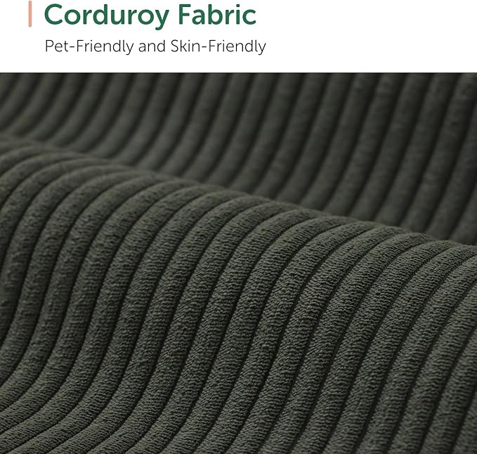 HONBAY Corduroy Sectional Sofa with Storage, U Shape Modular Sectional Sofa with Chaise, Modular Couches for Living Room, Green