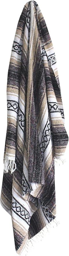 Del Mex Classic Mexican Blanket, Large Authentic Woven Falsa Throw (70