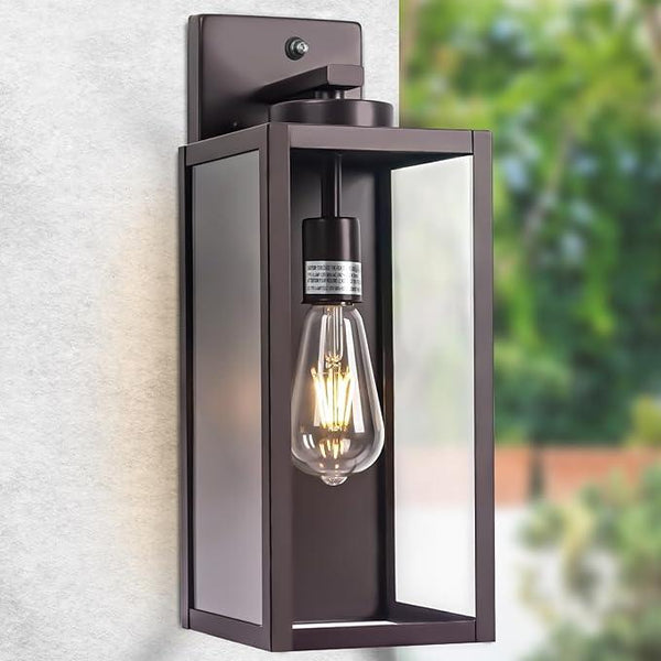 16-inch Oil-Rubbed Bronze Dusk to Dawn Outdoor Wall Light Fixtures, Exterior Waterproof Wall Lanterns, Brown Porch Sconces Lighting, Modern Outside Lights for House Patio Front Door Entryway, 2-Packs