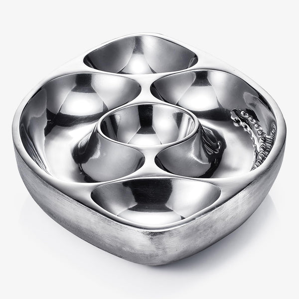 Football Tailgate Superbowl Serving Bowl Silver Brass Snack