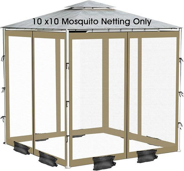 ShowyLive 10x10 Patio Umbrella Mosquito Netting with Zipper 4 Doors & 8 Weight Bag - Adjustable Polyester Mesh Bug Screen for Outdoor Umbrellas, Garden, Patio Tables (Green)