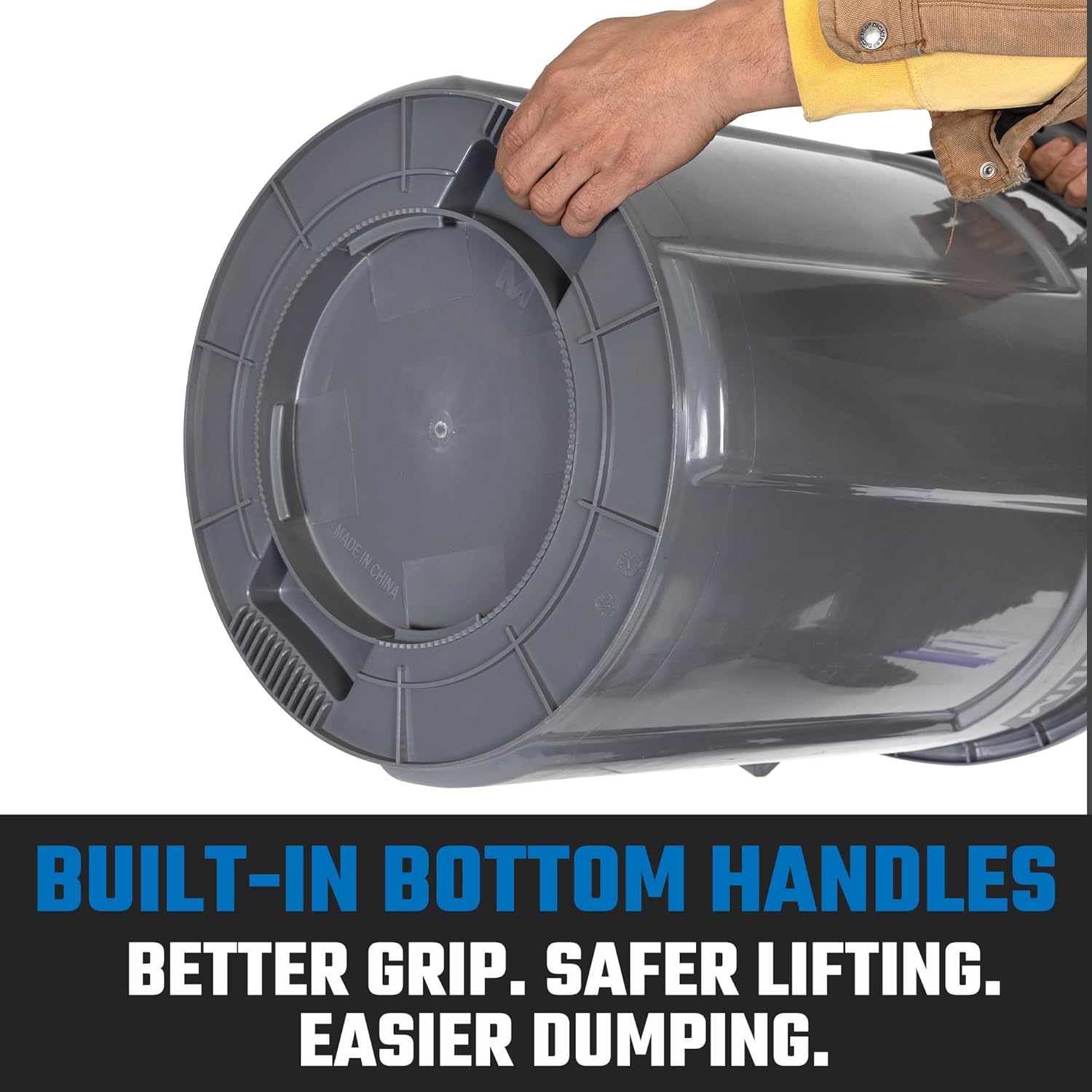 Magnum Gray 44 Gallon Trash Can, Construction Grade, Heavy Duty Plastic, Jobsite Ready for Handling and Holding Garbage CMTC-C000-44G04 (4 Pack)