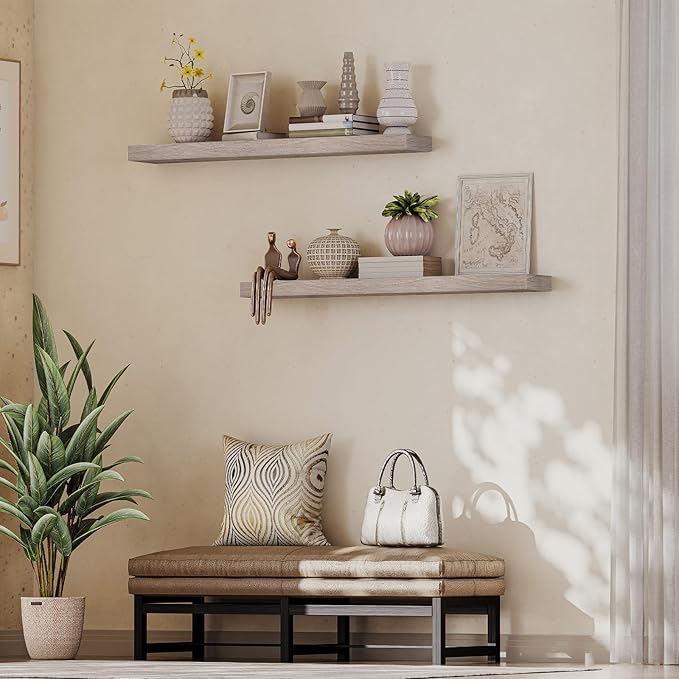 HOOBRO Floating Shelves for Wall, Wall Mounted Shelf Set of 2, 47.2