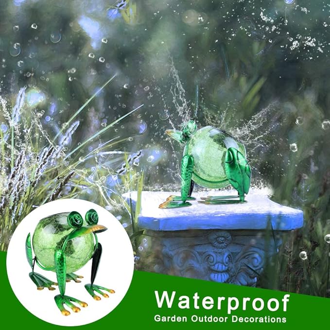 Solar Garden Lantern Waterproof LED Frog Solar Lights Outdoor Decorative Tabletop Lanterns Lamp for Yard Patio Table Decoration