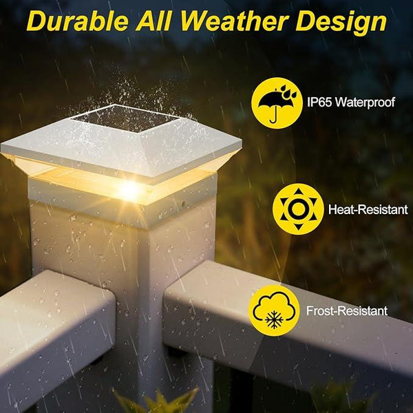 T-SUN Bright Solar Post Cap Lights 6 Pack – Outdoor Waterproof Solar Powered Deck Fence Post Lights for Wooden (4x4/6x6) & Vinyl (4x4/5x5) Posts – 2 Modes for Garden, Patio, Gate, Mailbox, Porch