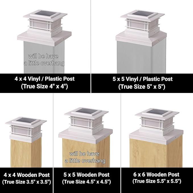 Dynaming 8 Pack Solar Flame Post Lights Outdoor, Solar Powered Fence Post White Shell Cap Light, High Brightness Flickering Flame LED Lighting for Garden Deck Patio, Fit 4x4 5x5 6x6 Vinyl/Wooden Posts