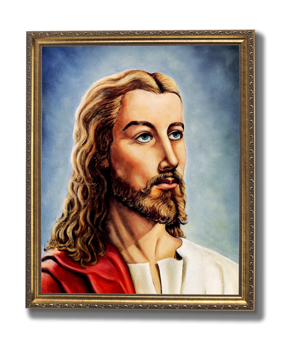 Jesus Christ Wall Art – Gold Framed Religious Print With Poplar Wood Frame