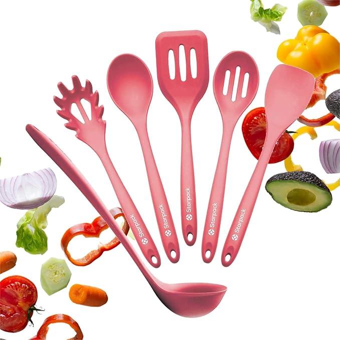 Starpack 'Like a Boss' XL Premium Silicone Cooking Utensils Set (6 Pcs) - Heat Resistant Kitchen Utensils 600°F - Non-Stick Silicone Utensil Set - Large Kitchen Utensils Set for Cooking & Serving