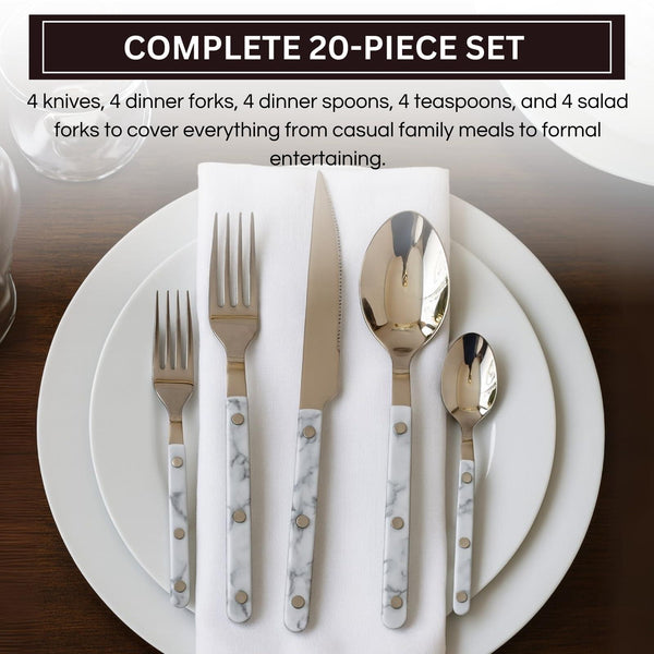 Khen 20-Piece Cutlery Set – Includes Dinner Knives, Forks, Spoons