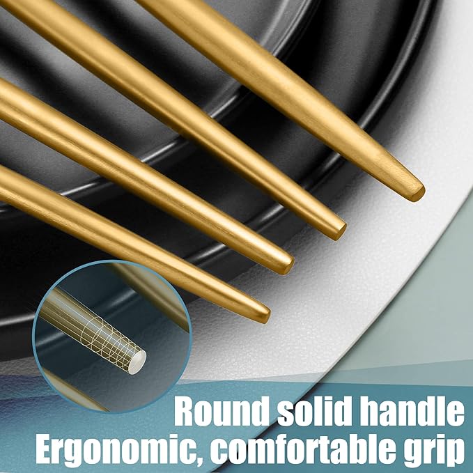 Matte Gold Silverware Set for 4,Modern Stainless Steel Brushed Cutlery Set,20-Pieces Heavy Duty Flatware Set,Knives Spoons and Forks Set Utensils Set, Satin Finish, Dishwasher Safe