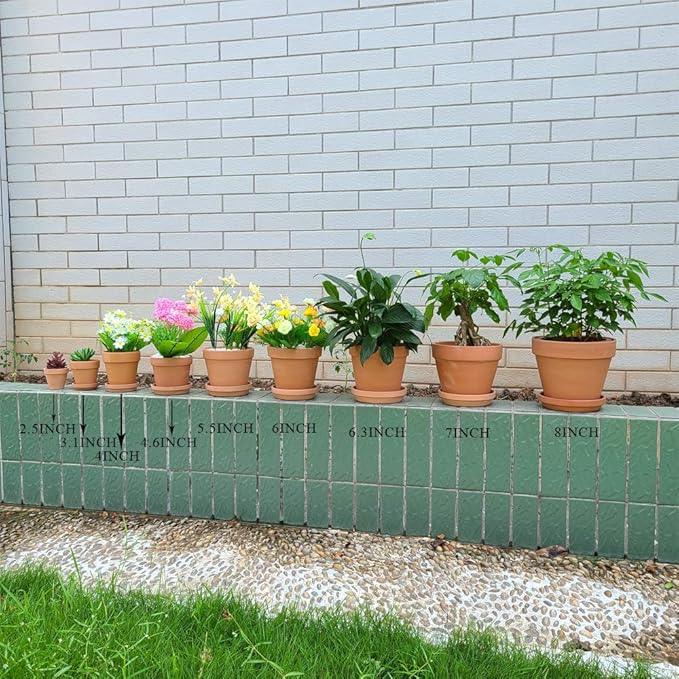 Yishang 8 Inch Clay Pot for Plant with Saucer - 3 Pack Large Terra Cotta Plant Pot with Drainage Hole, Clay Planters Pot, Terracotta Pot for Indoor Outdoor Plant,Round Flower Planter Pots for Plants