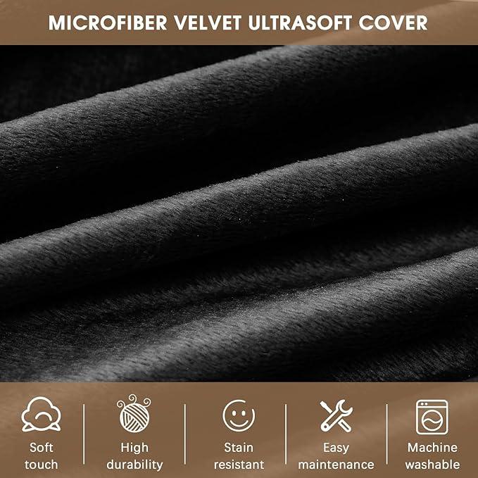 Bean Bag Chairs for Adults - Memory Foam Furniture BeanBag Chair - Kids/Teens Sofa with Soft Micro Fiber Cover - Round Fluffy Couch for Living Room Bedroom College Dorm - 5 ft, Carbon Black