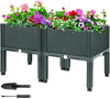 MAYOLIAH Raised Garden Bed with Drainage Elevated Planter Box Plastic Raised Beds for Gardening Vegetables Herb Flowers, Perfect for Indoor Outdoor Planting, 2 Boxes Grey