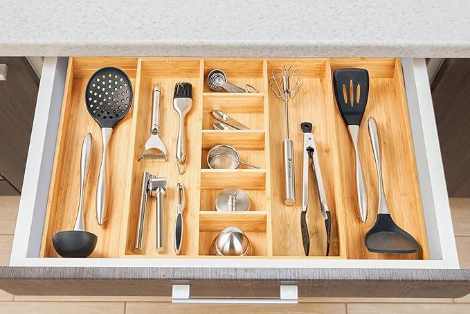 Umilife Extra Large Expandable Kitchen Drawer Organizer for Utensil and Junk, 19
