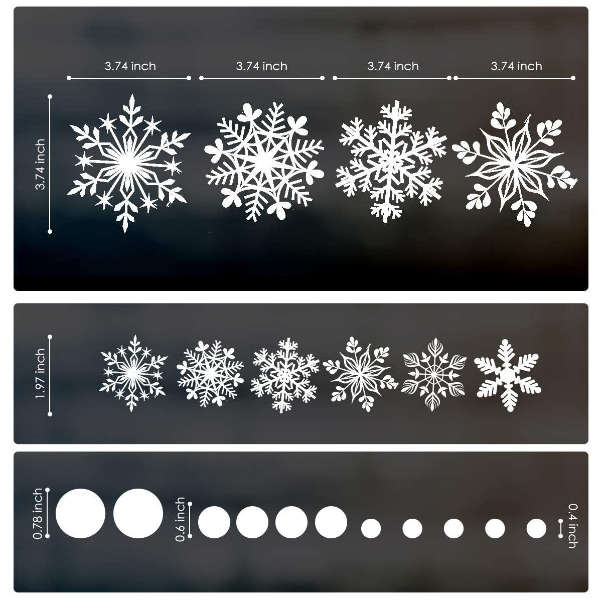 318 Pcs Snowflake Window Clings, White Christmas Decoration