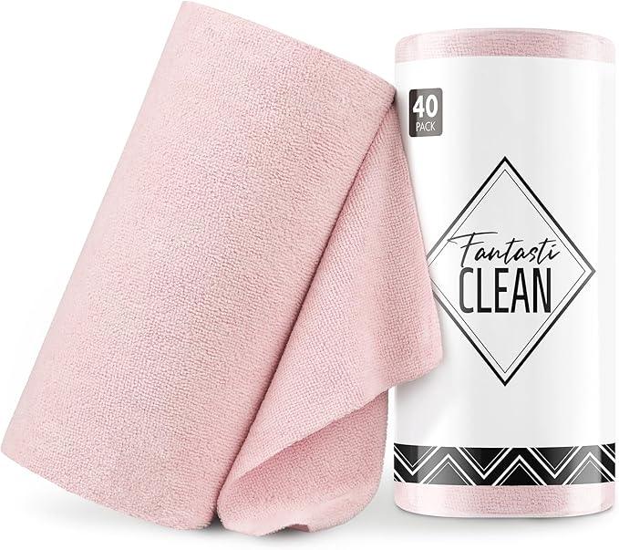 Fantasticlean Microfiber Cleaning Cloth Roll -40 Pack, Tear Away Microfiber Towels, 12