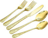 Floral 20 Pcs Gold Silverware Set for 4, Food Grade Stainless Steel Flatware Set with Rose Flower Embossed Design, Eating Utensils Sets Include Fork/Knife/Spoon, Reusable Cutlery Set, Dishwasher Safe