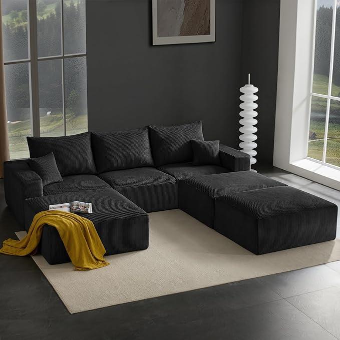Boneless Sectional Cloud Couch Sofa Bed for Living Room, 112