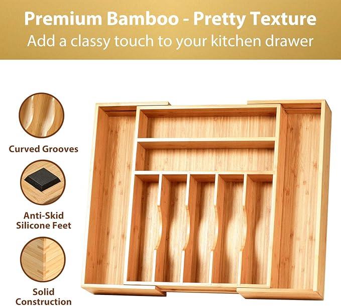 Umilife Large Expandable Kitchen Silverware Utensils Drawer Organizer, 2.5
