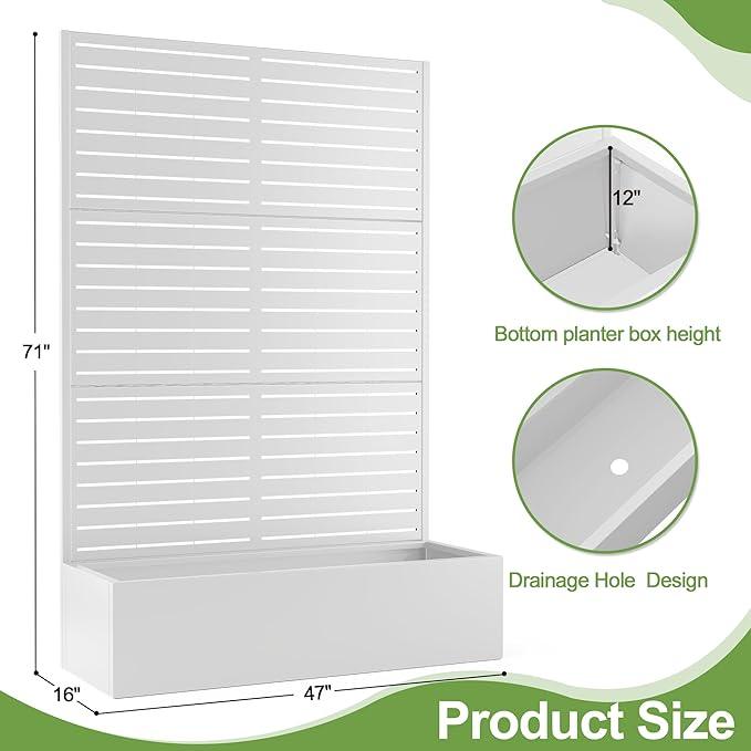 Trellis for Climbing Plants Outdoor，Mental Garden Bed with Drainage Holes Outdoor Privacy Screen Design Tall planters for herb Flower Vegetables 73