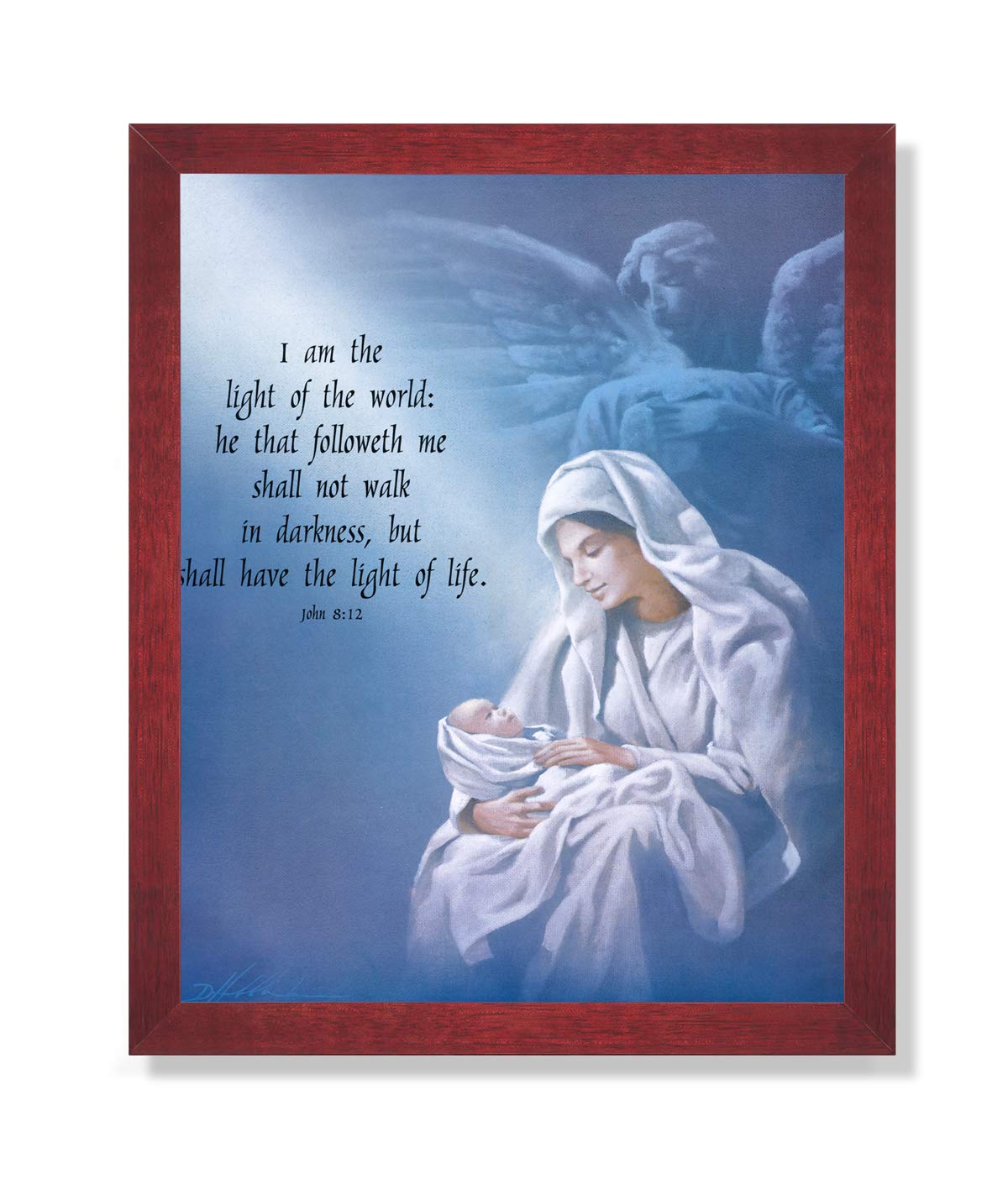 Religious Wall Art – Jesus Cherry Wood Frame | Christian Art Print 16x20